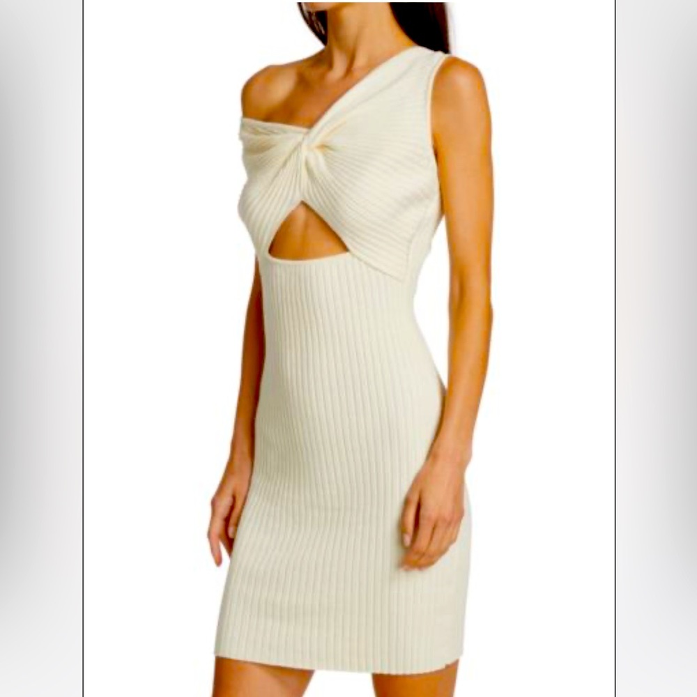 Anna Quan Cream One-Shoulder Dress